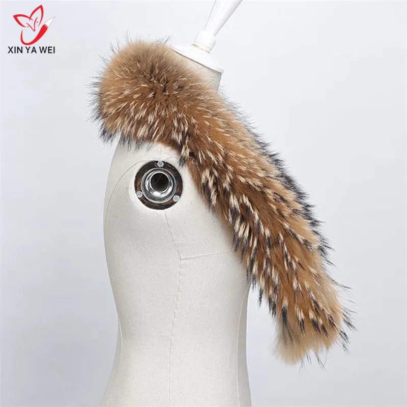 2017 Hot Selling Women Fashion Genuine Natural Raccoon Fur Collar Warmer Scarf 100cm Shawl Free Shipping |