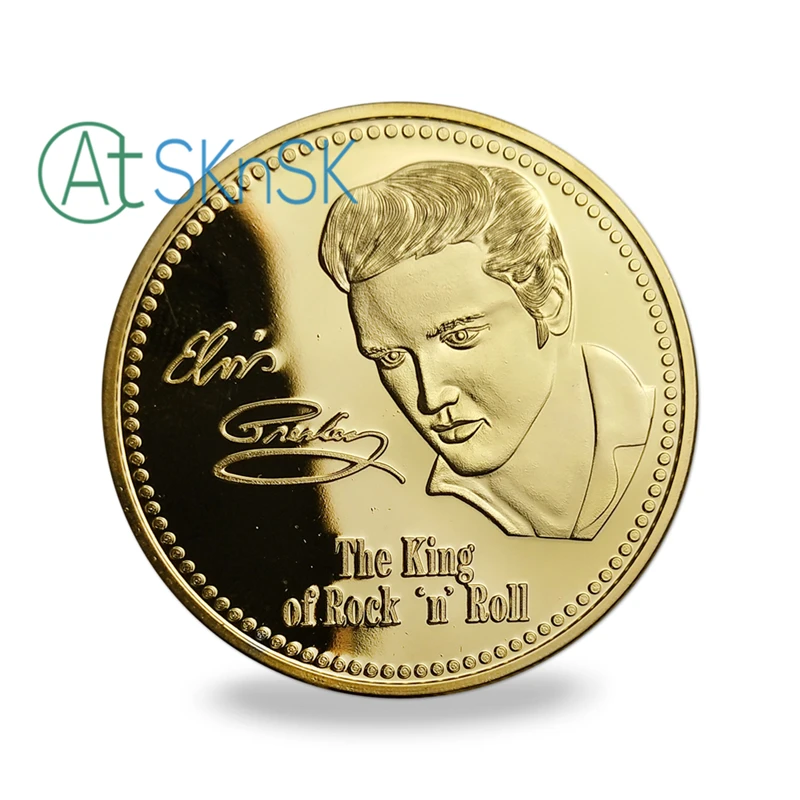 5 шт./лот бесплатная доставка памятная монета ELVIS PRESLEY "Король рок музыки" 24K