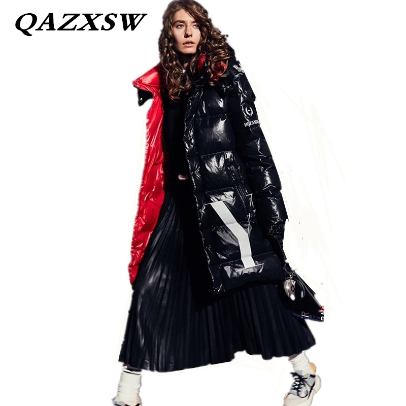2018 New Winter Large Size Loose Warm Thicken Hooded Long Women Down Jacket Fashion Trendy Solid Couple Wear 90% Coat LF199 | Женская