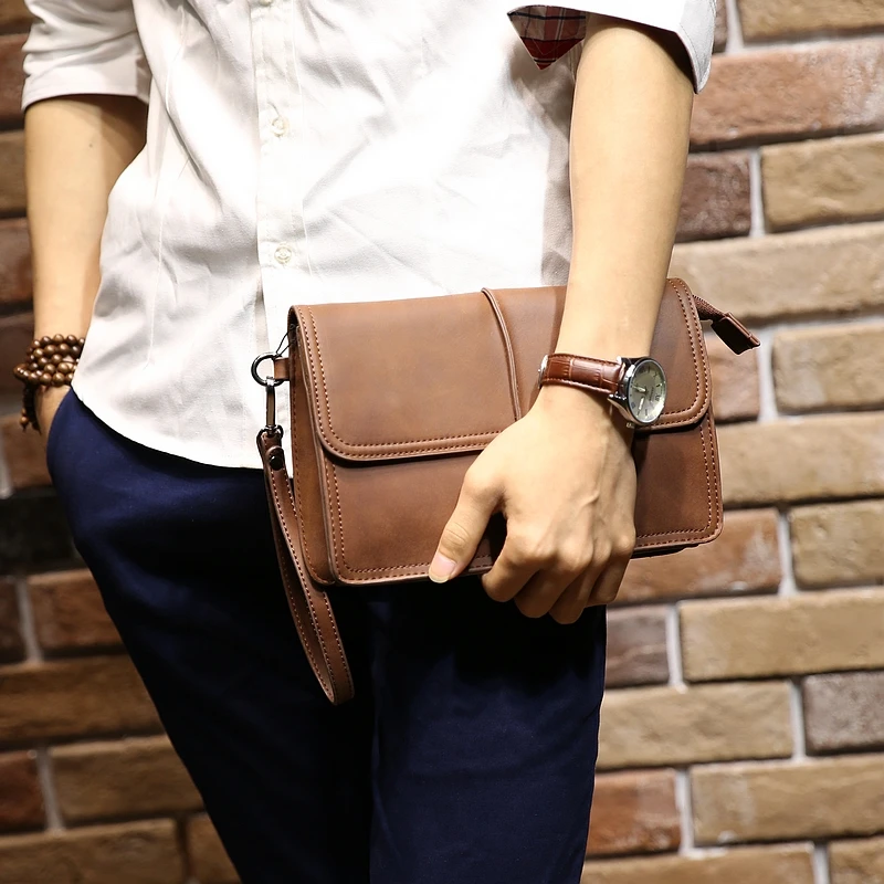 

Tidog Crazy horse leather man hand bag clutch bag