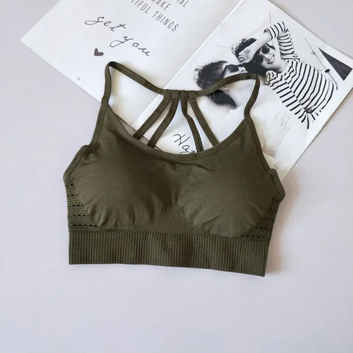 Army Green Bra Energy бесшовный комплект для йоги, женский спортивный бюстгальтер, комплект из 2 предметов, леггинсы с высокой талией, штаны, спортивная одежда для женщин, спортивный костюм для фитнеса - Цвет: Army Green Bra