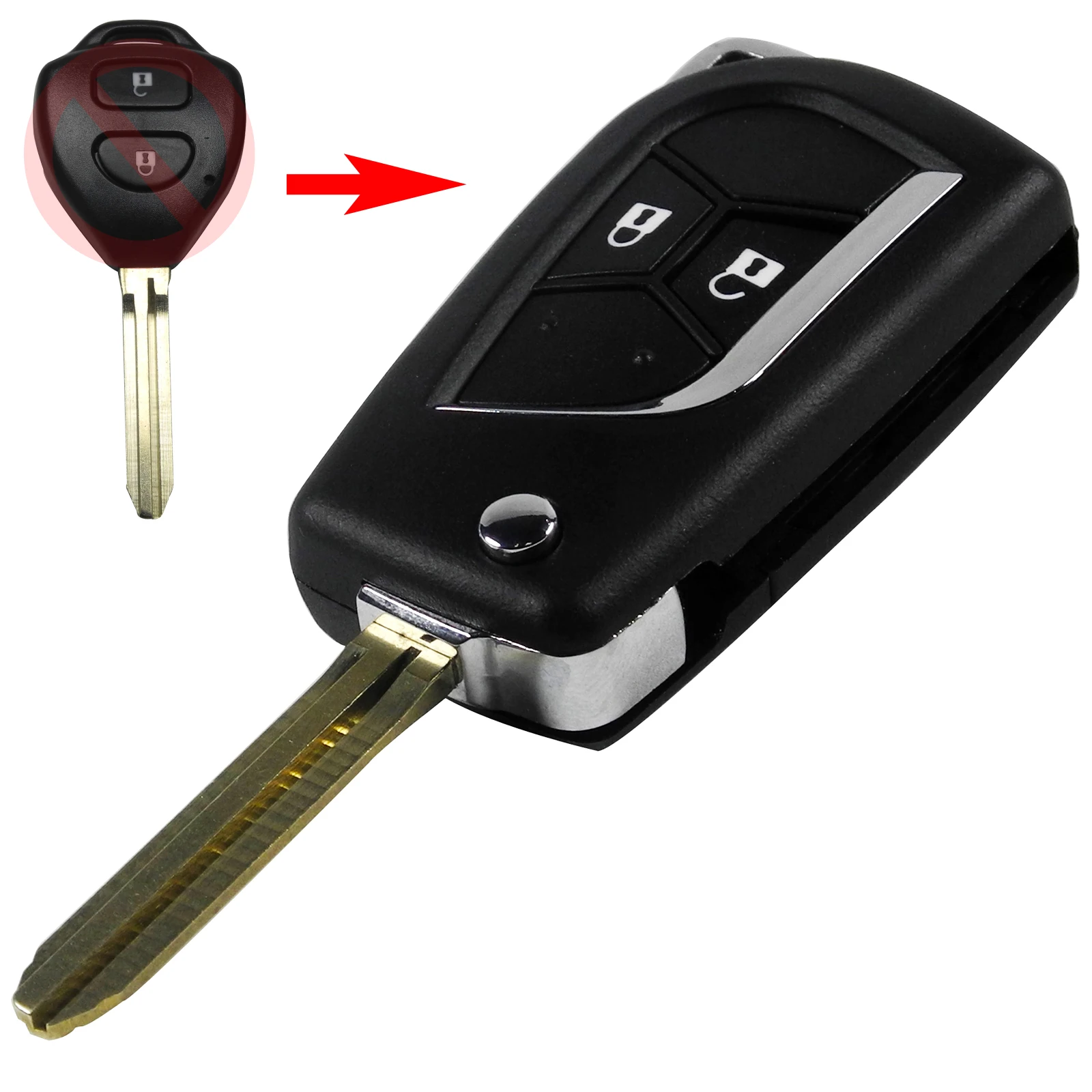 2B Upgrade key Jingyuqin 2/3 кнопки модифицированный Флип складной чехол для ключей для Toyota Camry Corolla Prado пустой брелок Замена - Количество кнопок: 2B Upgrade key