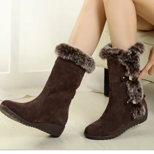 Women boots New Hot Boots Autumn Flock Winter Ladies Fashion Snow Shoes Thigh High Suede Mid-Calf size 35-42 | Обувь