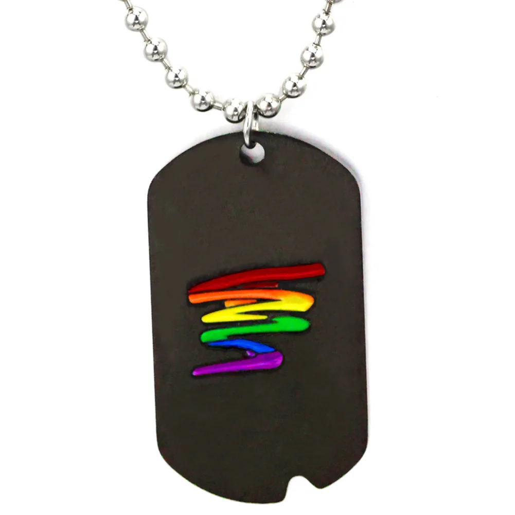 Черная геев гордыня радужная жвачка ЛГБТ и лесбиянок ожерелье|dog tag|lesbian pridenecklace