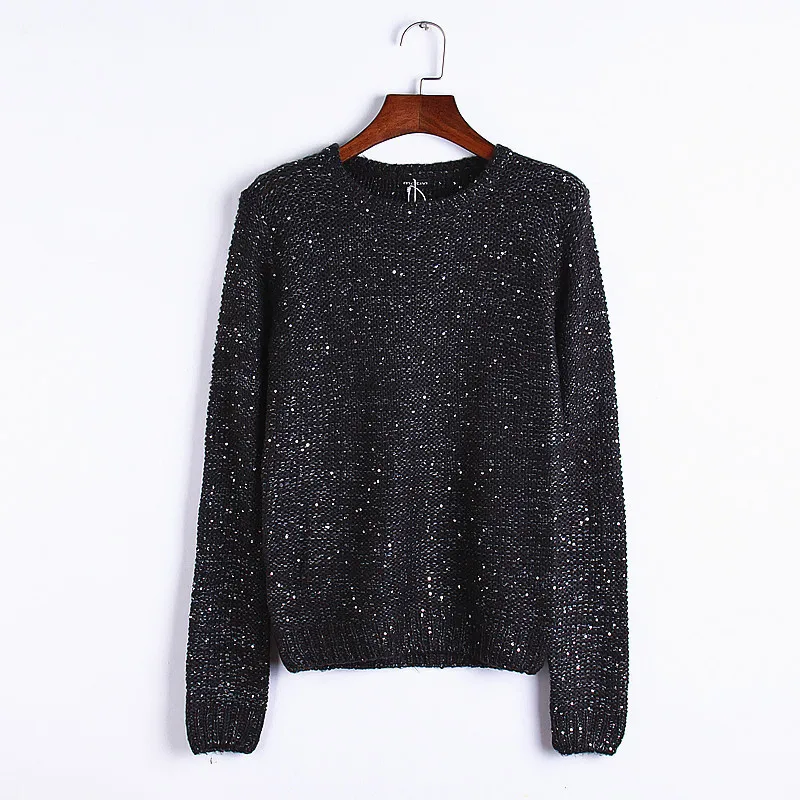 Big Sale~ sequin zipper knitted cardigans women sweaters female autumn winter Europe America fashion solid color Pullovers |