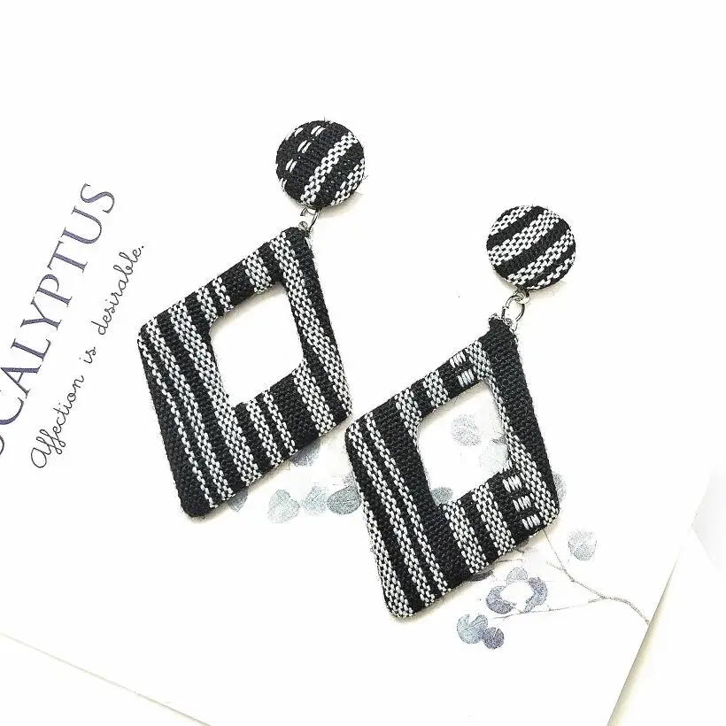 New Dangle Big Round Earrings For Women Fashion Handmade Square Geometric Earrings Statement Drop Earrings