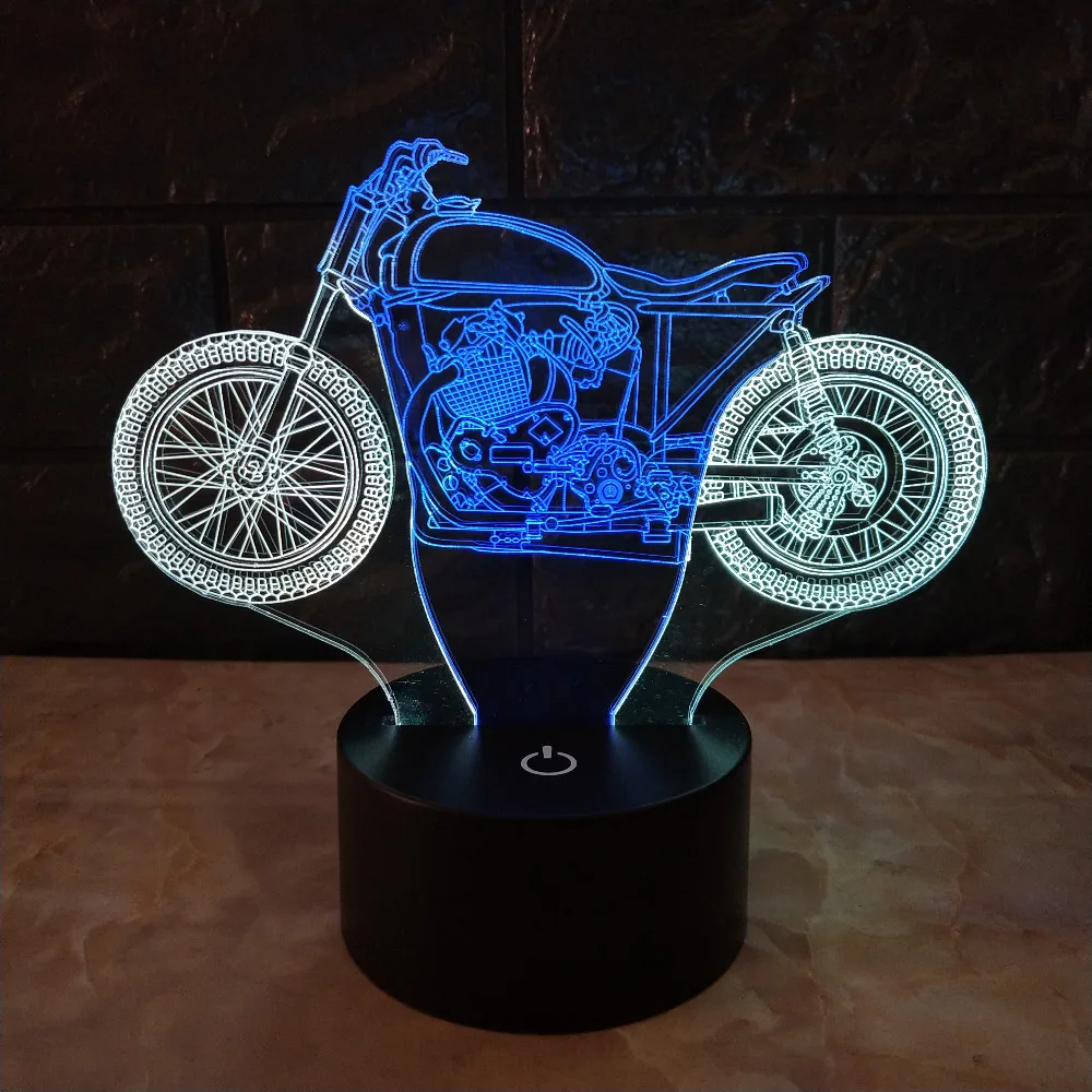 Amroe 3D Luminaria мотоцикл смешанный цвет светодиодный ночник сенсорный RGB 7 цветов
