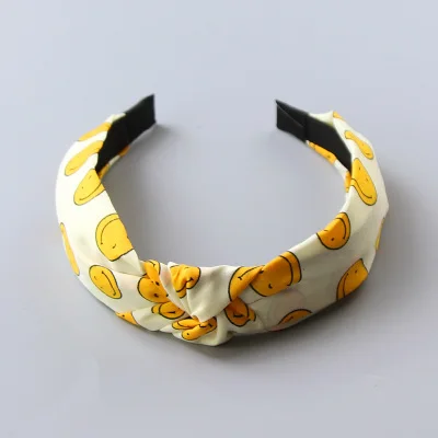 New Fashion Girls Cute Cartoon Dot Flower Smile Face Cloth Headband Kids Birthday Gifts Hairbands Hair Bands Hair Accessories - Цвет: 14