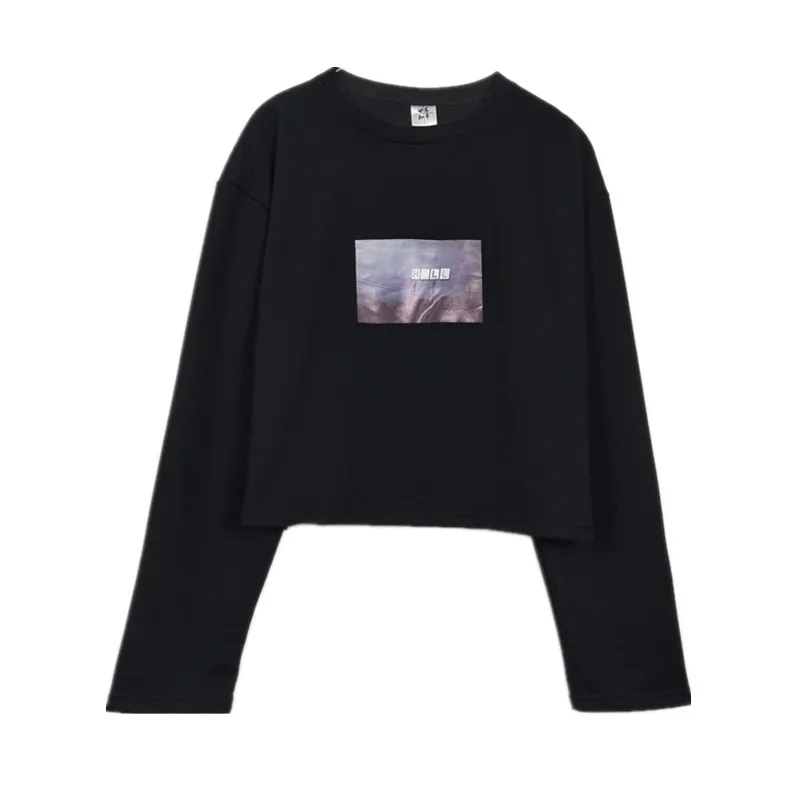 Sweatshirt Элегантный дизайн Черная шикарная юбка на бретелях Harajuku женская повседневная короткая юбка с высокой талией толстовка с круглым вырезом - Цвет: Sweatshirt