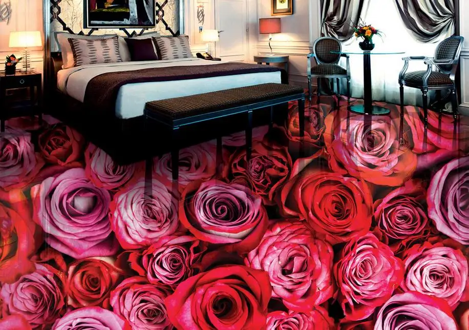 3d стереоскопический пол на заказ фотообои с розами для гостиной настенное