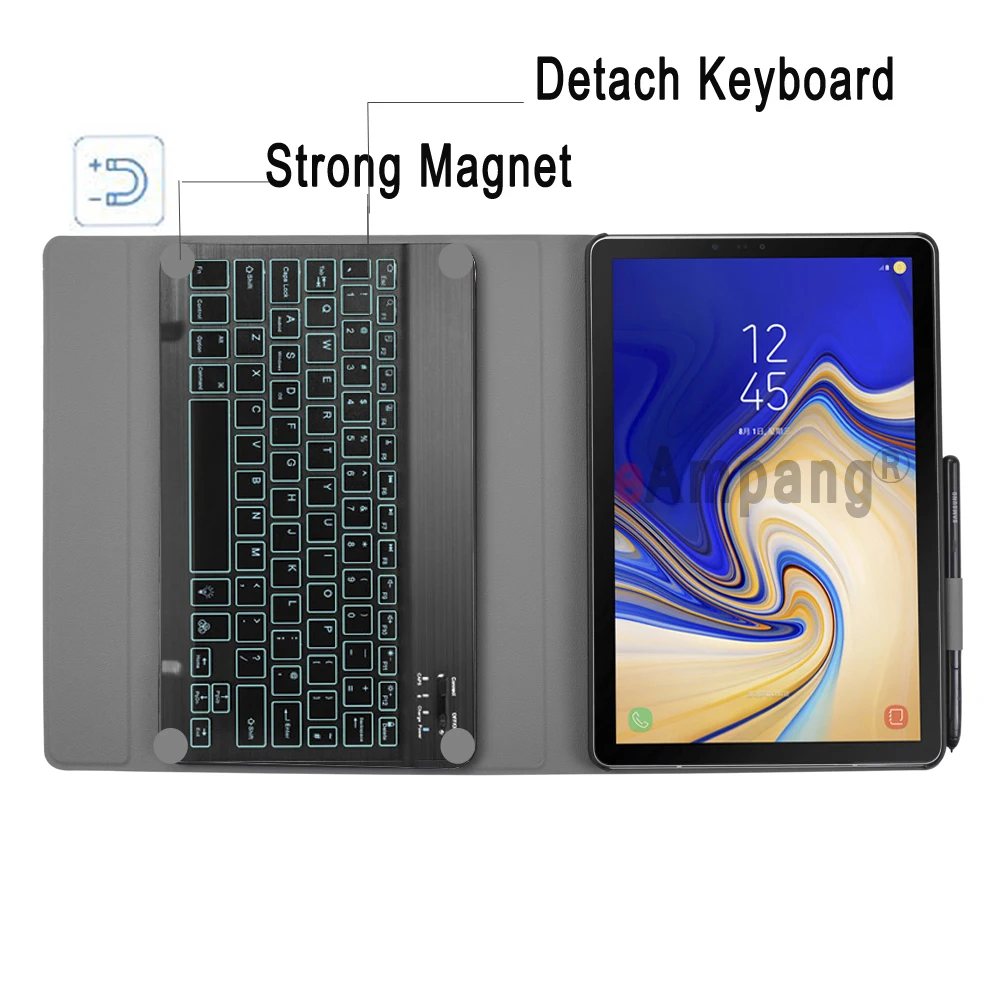 Чехол с клавиатурой подсветкой для Samsung Galaxy Tab A 10 5 2018 SM T590 T595 русская испанская