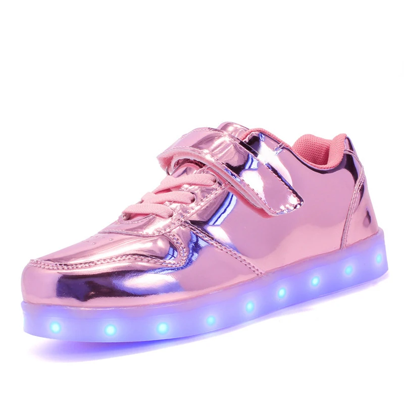 Size25-37/USB зарядки для мальчиков обувь с подошвой Enfant светодиодные светящиеся