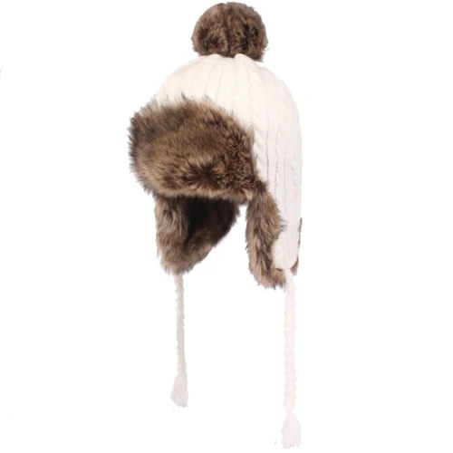Style 1 White HT2206 Толстая теплая зимняя шапка, женская шапка с ушками, шапка с кроличьим мехом, женские вязаные русские шапки с косами, ветрозащитная Лыжная Шапка-ушанка - Цвет: Style 1 White