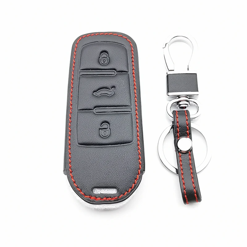 New Styles Car Key Leather Case Cover Skin Holder for Volkswagen Passat 3C B6 B7 DC 3 Buttons Smart Fob Remote Protective Shell |