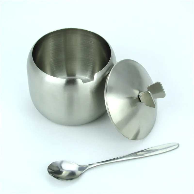 Коробка для приправ из нержавеющей стали банка сахара и специй с крышкой ложки