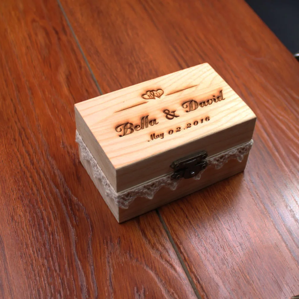 Коробка для обручального кольца в деревенском стиле Персонализированная