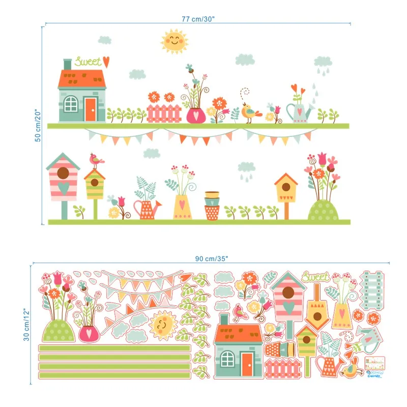 

creative sunshine garden flower sweet home wall decals for kids room wall art decorative posters diy removable pvc stickers