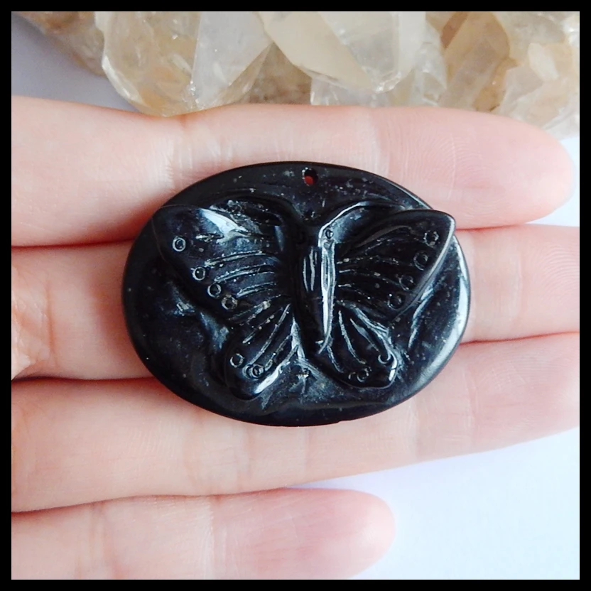 

New Natural Carved eagle Obsidian Pendant Bead,semiprecious stone carving pendant.40x30x5mm,9.3g