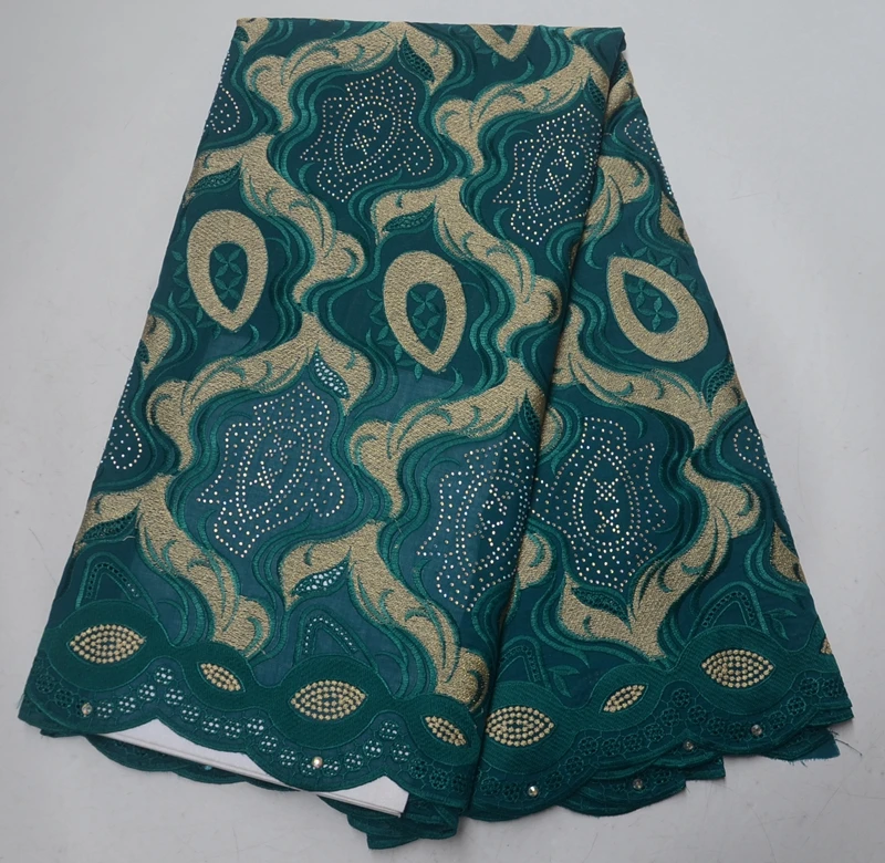 

High Quality Rhinestones African embroidered Lace Fabric 2019 Latest African Nigerian 100% cotton Lace Fabric TS7950