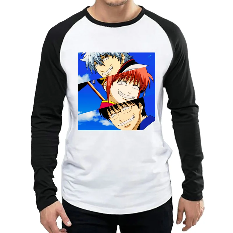 Аниме Gintama Футболка белая Цвет Мужская мода мультфильм футболка с логотипом