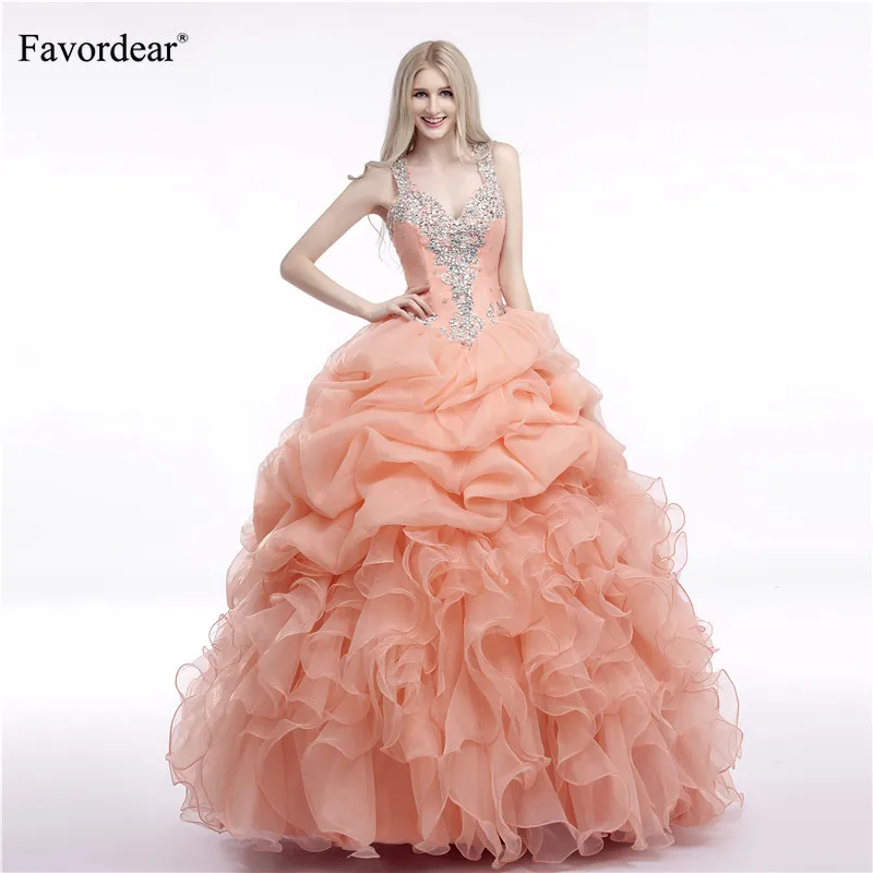 Длинное бальное платье Favordear Rurffles Pleat расшитое блестками Vestidos De Quincianera роскошное