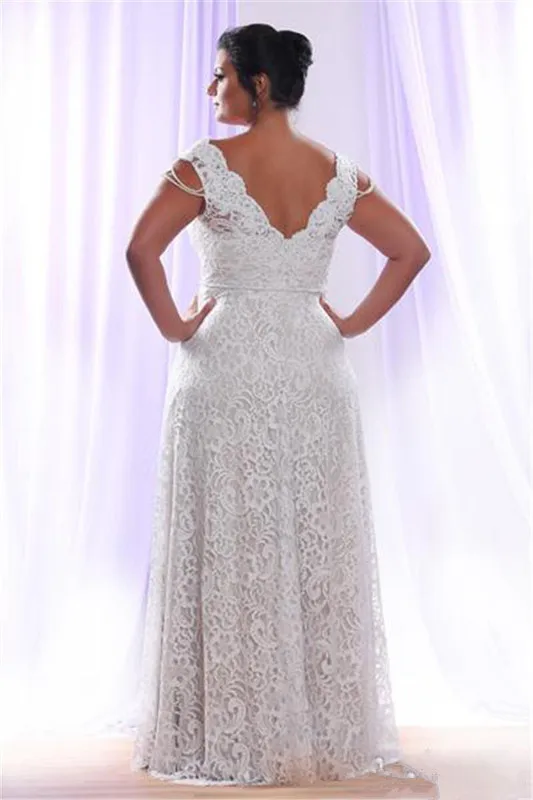 Cheap Plus Size Full Lace Wedding Dresses With Removable Long Sleeves V Neck Bridal Gowns Floor Length A Line Gown | Свадьбы и