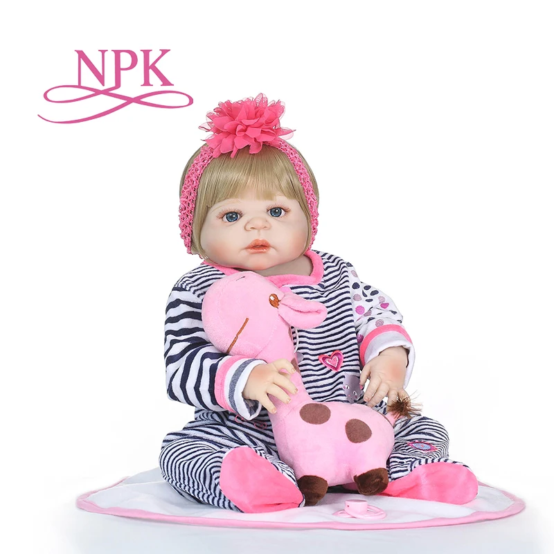 NPK 55 см полная силиконовая кукла реборн Реалистичная малыш куклы boneca Reborn для