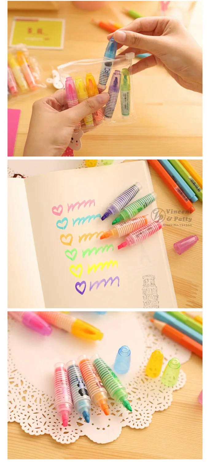 

72 pcs/Lot Mini highlighters Cute fluorescent marker pen for reading book Kawaii Stationery Office School supplies A6975