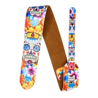 new personalized electric guitar electric bass strap full pu printed skull color shoulder strap