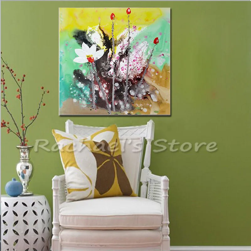 Бескаркасная картина на стене акриловая маслом абстрактный Рисунок цветочный