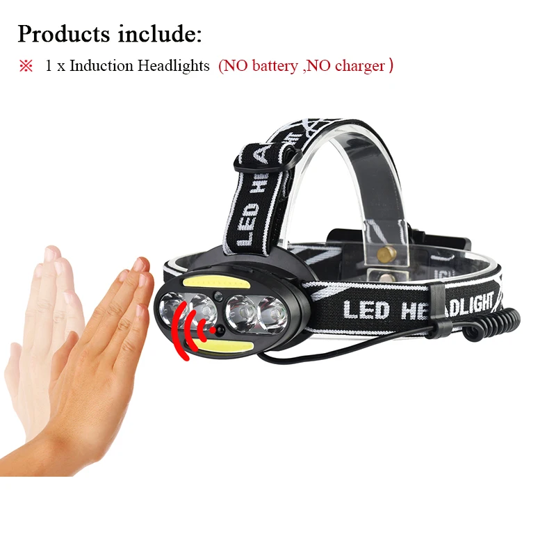 sensor head lamp A COB светодиодные фары машинками, ИК-датчик налобный фонарь, налобный фонарь Светодиодные фары 18650 перезаряжаемые T6 usb фар Водонепроницаемый фонари для рыбалки - Испускаемый цвет: sensor head lamp A