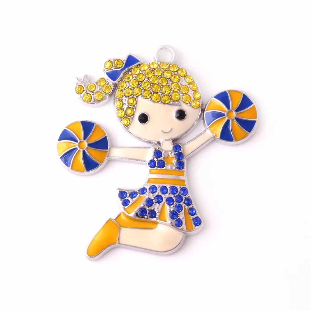Новые Стили смешанные цвета Стразы Черлидинг девушка кулон ювелирные изделия |
