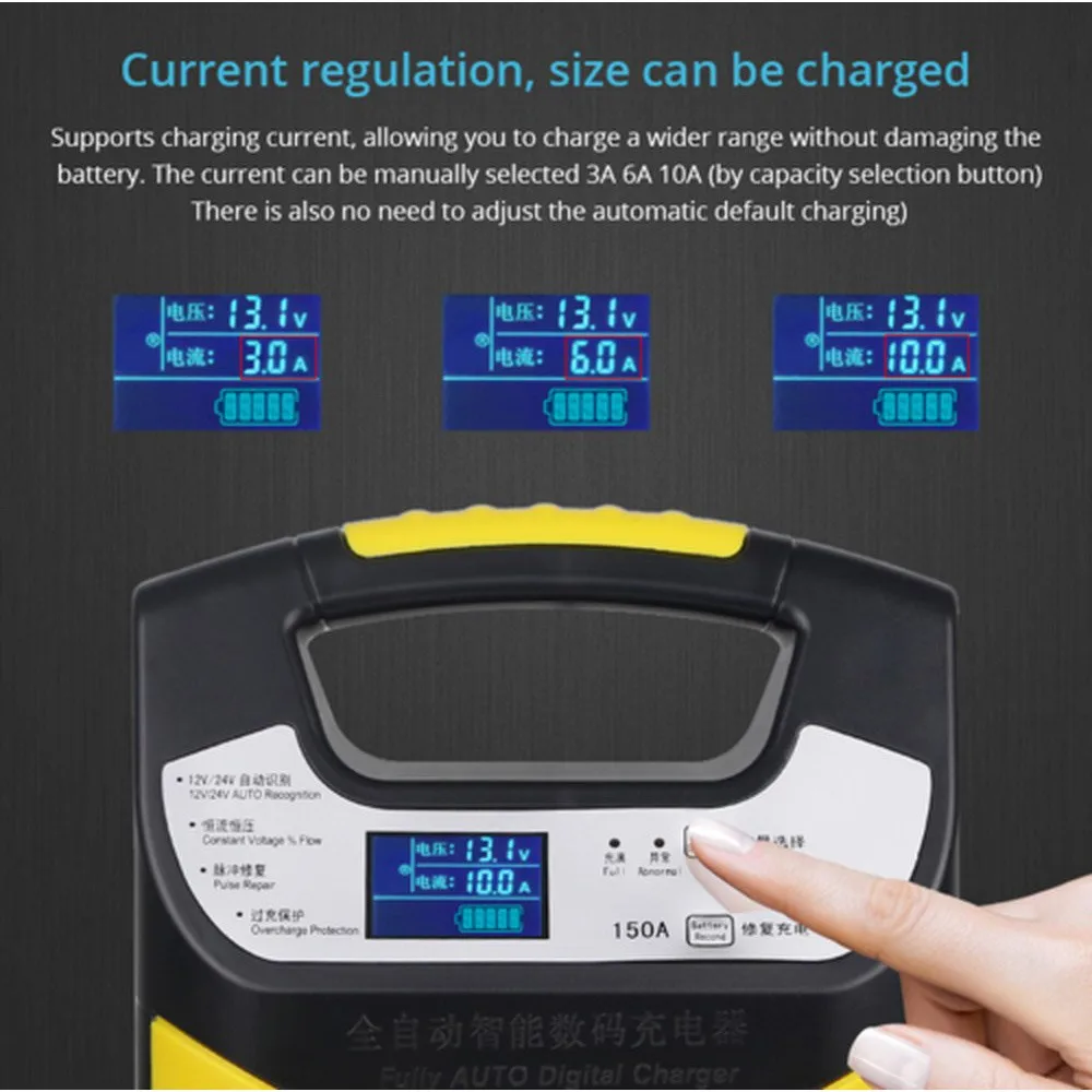 

Car Lead Acid Battery Chargers 12v 24V Auto Motorcycle Truck Smart Fast Battery Charger Fully Automatic LCD Charger