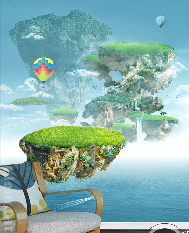 

Custom 3D murals,balloon floating island scenery beautiful dream sky , living room sofa TV bedroom background wallpaper