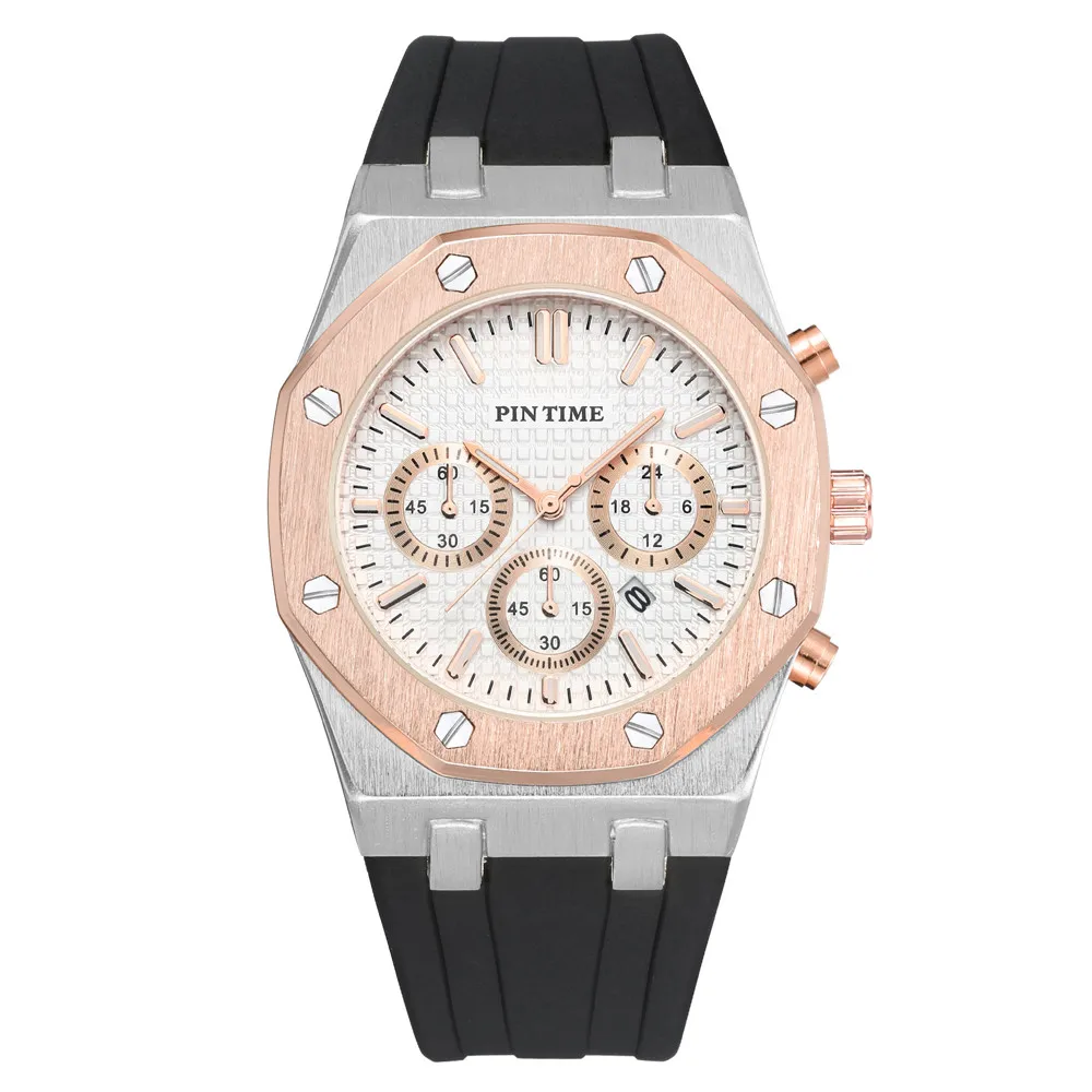 6 PINTIME Для мужчин Детские Модные Повседневные часы Royal Oak дизайн каучуковый ремешок Для мужчин s класса люкс кварцевые двигаться Для мужчин t аналоговые Дисплей Для мужчин спортивные наручные часы - Цвет: 6