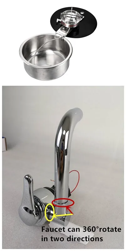 Sink and 12V Faucet RV Караван Кемпер лодка закаленное стекло одна горелка газовая плита интегрирована с раковиной GR-532E - Цвет: Sink and 12V Faucet
