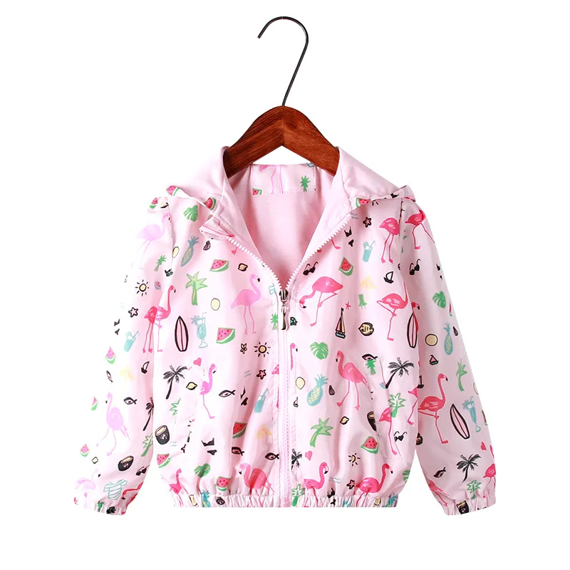 Girls Hooded Jackets Unicorn Flamingo Animal Print Kids Jacket for Coat Windbreaker Children Outwear Baby Girl Clothes |