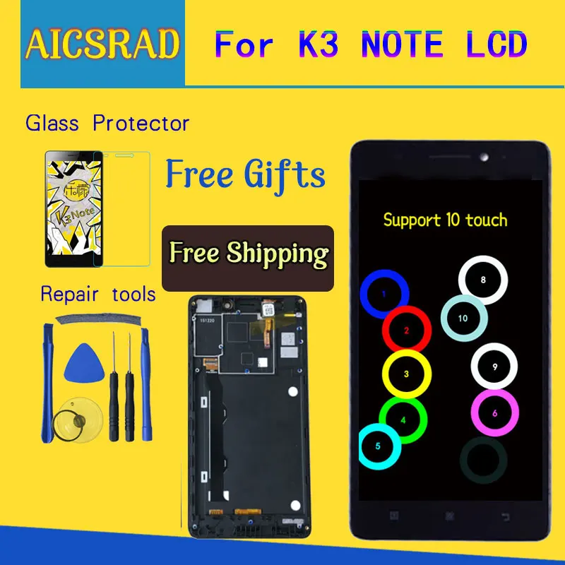 AICSRAD 5 дюймов для Lenovo K50 T5 K3 Note ЖК дисплей дигитайзер сенсорный экран в сборе Замена