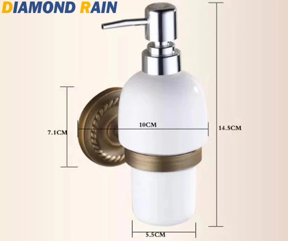 Copper Bronze/Black Liquid Soap Dispensers Ceramic Bottle European Wall Mounted Art Carved Brushed Soap Holder DR206