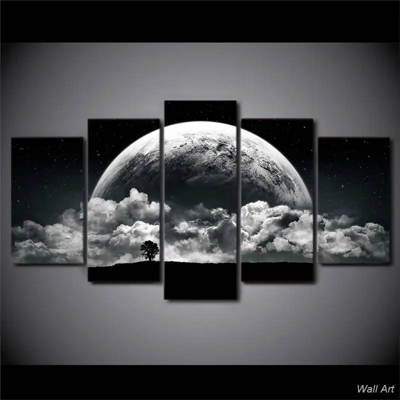 Холст картины напечатанные 5 шт. ночные облака планеты настенные художественные