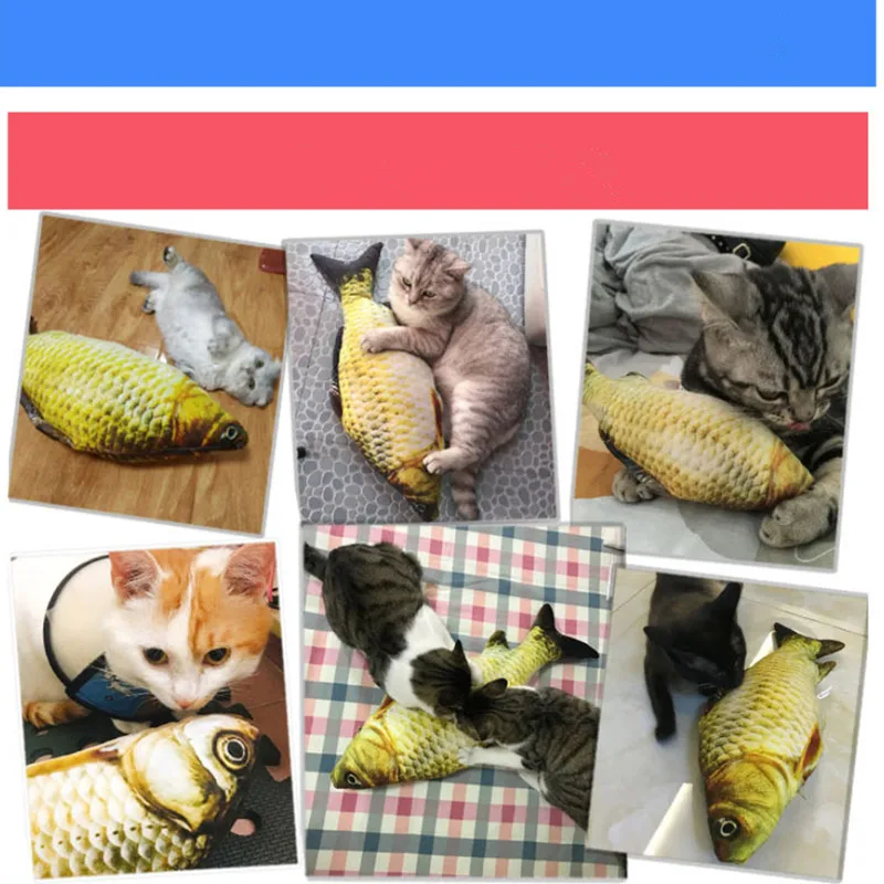 30cmPet Soft Plush Creative 3D Carp Fish Shape Cat Toy Gifts Catnip Stuffed Pillow Doll Simulation Playing For Pet | Дом и сад