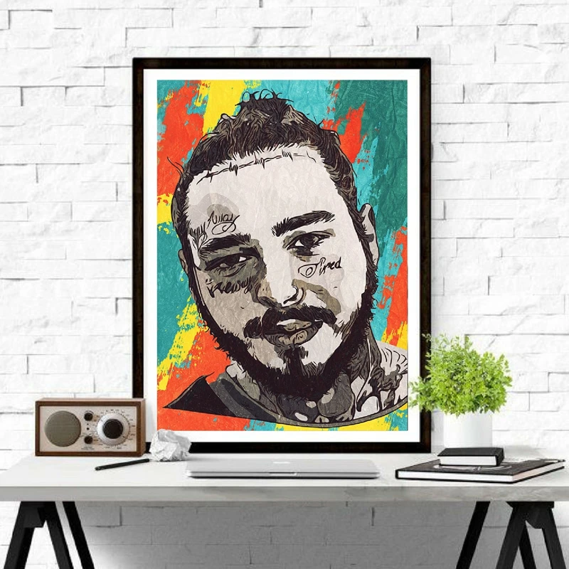 Постер Post Malone художественный плакат с изображением жикле музыкальный постер в