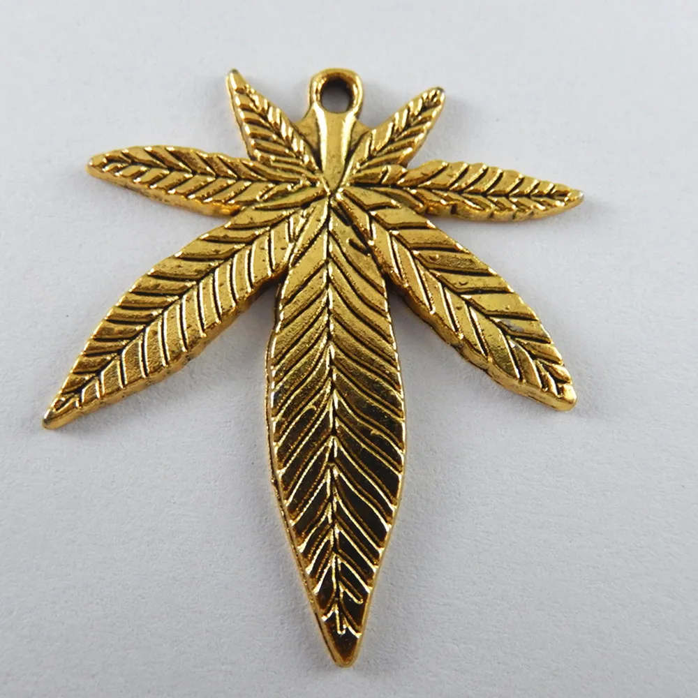10 шт. Топ Антикварные Золотые листья конопли ювелирные изделия фурнитура