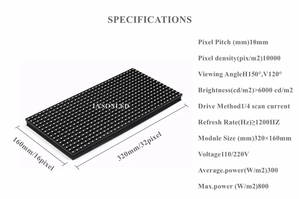 Наружный SMD3535 полноцветный P10 Светодиодный модуль дисплея 320x160 мм 1/4 Scan hub75 выход
