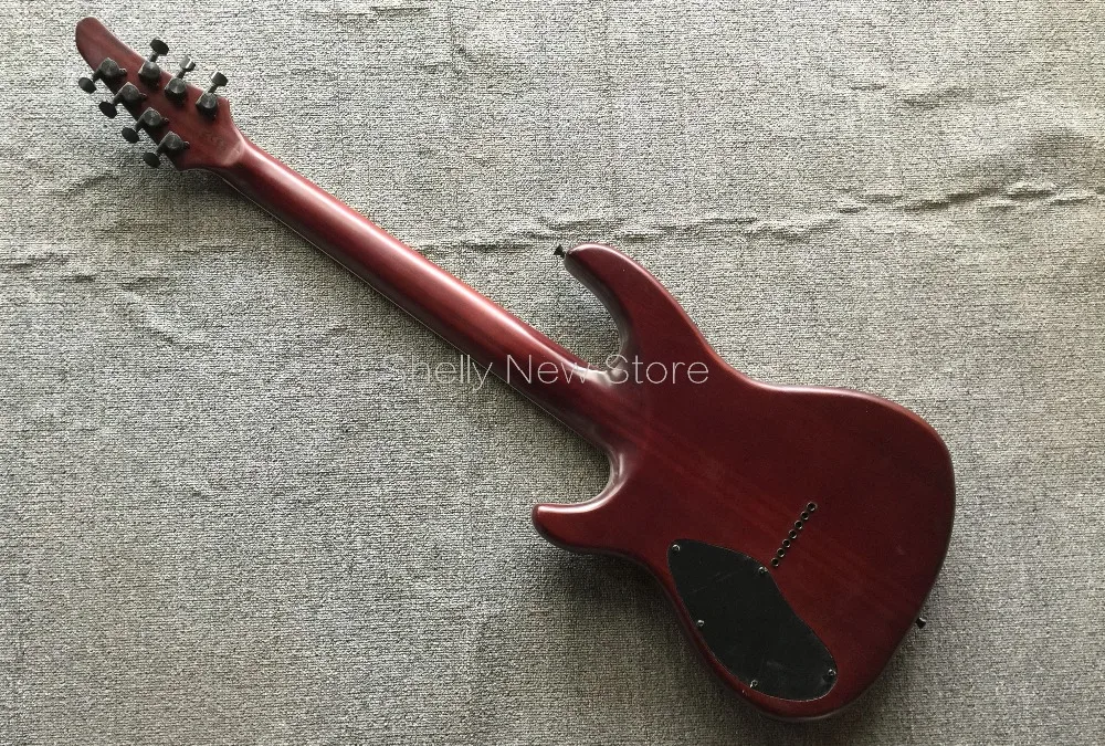 Shelly магазин Фабрика Пользовательские burl клен тело шеи через Mayones Regius 7 Струны черный Блокировка тюнеры электрогитары