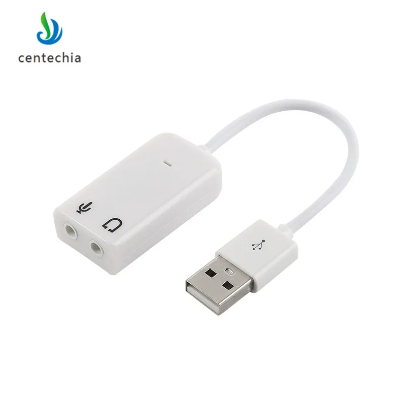 Centechia, новинка, USB 2,0, звуковая карта, виртуальная, 7,1 каналов, аудио, 3D адаптер с кабельной линией для ноутбука, ноутбука, динамика, коробка - Цвет: Белый