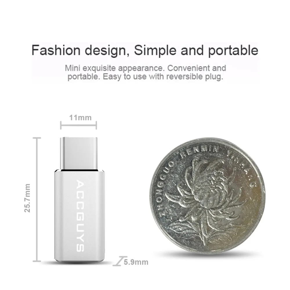ACCGUYS USB-C кабель типа C папа к Micro USB женские Адаптеры 5 упаковка Type-C конвертер кабели