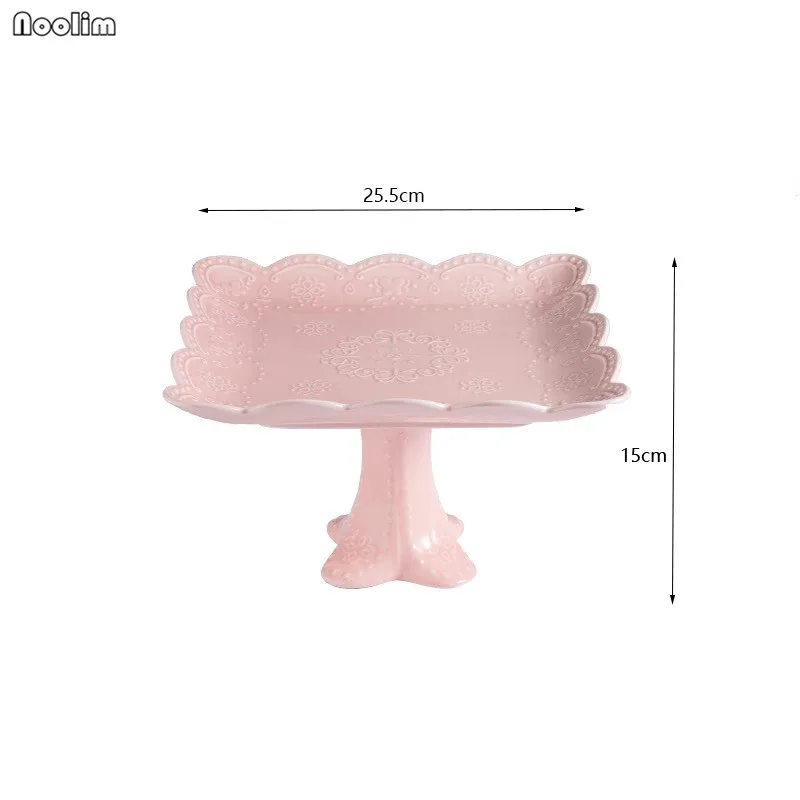 Pink Square Скандинавская подставка для тортов десертов, украшение стола, керамический десертный кондитерский поднос, Настольная полка для торта, полочка для закуска к чаю, стойка для свадебного декора - Цвет: Pink Square