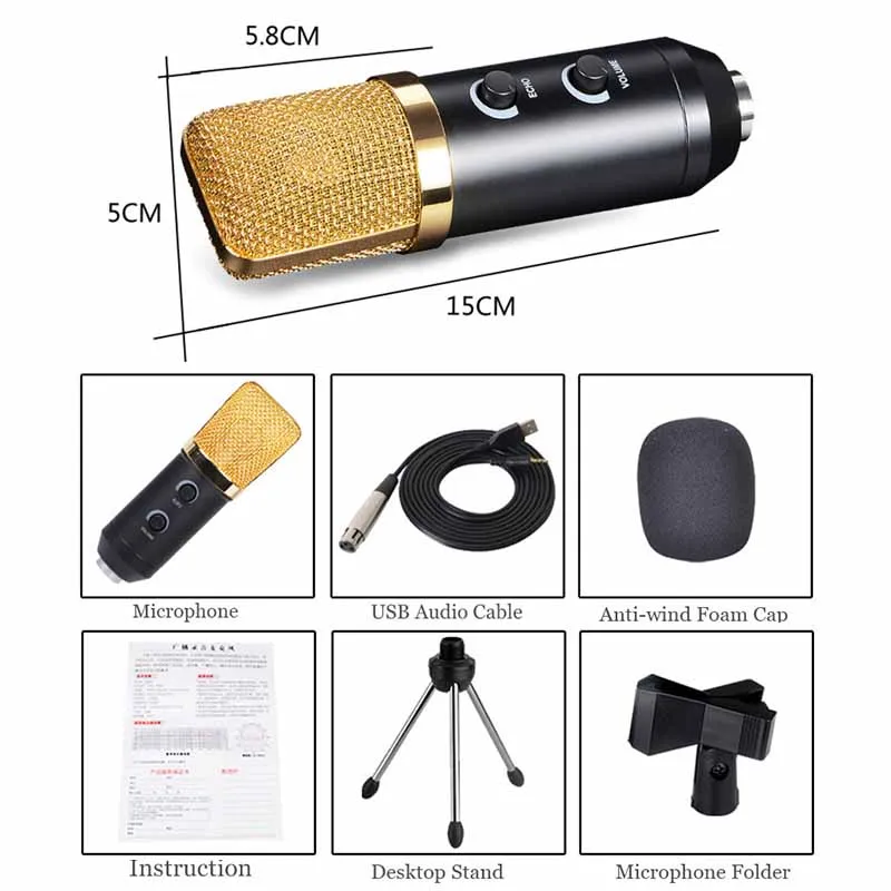 MK F100TL проводной микрофон ручной микрофон для записи видео USB PC конденсаторный микрофон с шумоподавлением с подставкой для компьютера