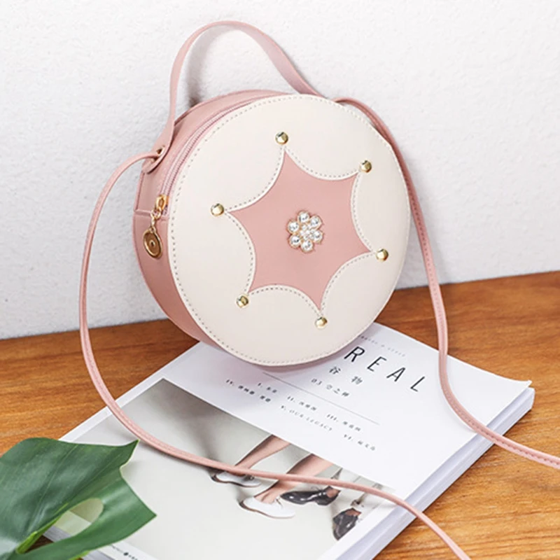 Vintage Lovely Small Circular Women Shoulder Bag Fashion Flower Geometric Pattern Crossbody Messenger Mini Mobile Phon | Багаж и сумки